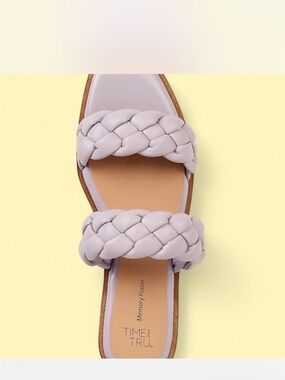Time and Tru Lavender Braided Double-Strap Slide Sandals